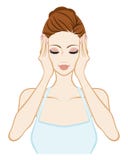 Soulevez - femme de soins de la peau - les yeux fermés et les deux mains illustration de vecteur Soulevez - femme de soins de la peau - les yeux fermés et les deux mains illustration de vecteur