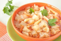 Soup With Cabbage, Potatoes, Carrots And Parsley Stock Photo