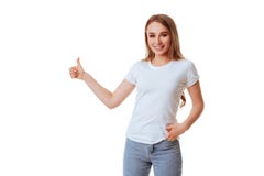 Sourire d'apparence de jeune femme, dans l'habillement intelligent occasionnel, d'isolement sur le fond blanc photo stock Sourire d'apparence de jeune femme, dans l'habillement intelligent occasionnel, d'isolement sur le fond blanc photo stock
