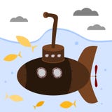 Sous-marin de Brown avec le périscope illustration libre de droits Sous-marin de Brown avec le périscope illustration libre de droits