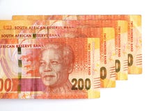 South African money, two hundred rand notes