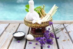 Spa accessories with thai herb stock images Spa accessories with thai herb stock images