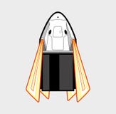 Space craft, rocket launch 2019. Vector isolated spaceship. Futuristic art, rocket launching vector retro style illustration. royalty free illustration Space craft, rocket launch 2019. Vector isolated spaceship. Futuristic art, rocket launching vector retro style illustration. royalty free illustration