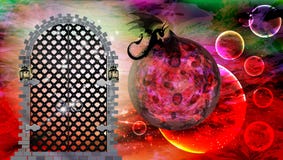 space gates. galaxy, tplanety and vector illustration space gates. galaxy, tplanety and vector illustration