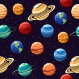 Space seamless pattern with planets isolated on space background royalty free illustration Space seamless pattern with planets isolated on space background royalty free illustration
