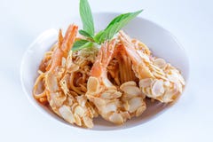 Spaghetti with Almond Shrimp meal cuisine stock image Spaghetti with Almond Shrimp meal cuisine stock image
