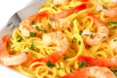 Spaghetti con i gamberi fotografie stock Spaghetti con i gamberi fotografie stock
