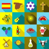 Spain icons set, flat style Royalty Free Stock Image Spain icons set, flat style Royalty Free Stock Image