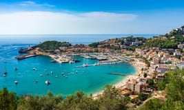 Spain Mediterranean Sea idyllic view of Port de Soller Majorca royalty free stock images Spain Mediterranean Sea idyllic view of Port de Soller Majorca royalty free stock images