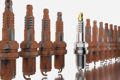 Spare parts spark plugs on white background for car and motorcycle royalty free stock images Spare parts spark plugs on white background for car and motorcycle royalty free stock images