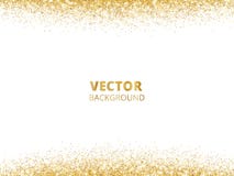 Sparkling glitter border, frame. Falling golden dust isolated on white background. Vector gold glittering decoration.