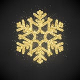 Sparkling glitter covered gold snowflake. Invitation happy New Year and Christmas card template. EPS 10 stock illustration Sparkling glitter covered gold snowflake. Invitation happy New Year and Christmas card template. EPS 10 stock illustration