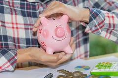 Sparschwein geschützt durch Hände, Spareinlagenschutz, Kurssicherungsgeschäft, Risikomanagement lizenzfreie stockbilder Sparschwein geschützt durch Hände, Spareinlagenschutz, Kurssicherungsgeschäft, Risikomanagement lizenzfreie stockbilder