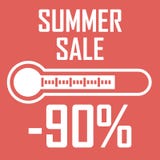 Special offer, summer discount in the form of a thermometer that shows ninety percent. Summer Sale. Illustration of stock illustration Special offer, summer discount in the form of a thermometer that shows ninety percent. Summer Sale. Illustration of stock illustration