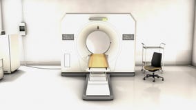 Specialist hospital CT scan device room.