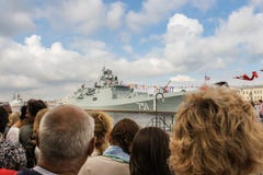 Spectators at the parade of warships. royalty free stock photo Spectators at the parade of warships. royalty free stock photo