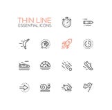 Speed - modern vector single thin line icons set Stock Photos Speed - modern vector single thin line icons set Stock Photos