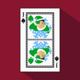 Speelkaart het pictogrambeeld is gemakkelijk het piekelf van het de JOKERnieuwjaar van de spidehefboom KERSTMISonderwerp met wit stock illustratie Speelkaart het pictogrambeeld is gemakkelijk het piekelf van het de JOKERnieuwjaar van de spidehefboom KERSTMISonderwerp met wit stock illustratie