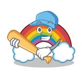 Spela för regnbågetecken för baseball den färgrika tecknade filmen stock illustrationer Spela för regnbågetecken för baseball den färgrika tecknade filmen stock illustrationer