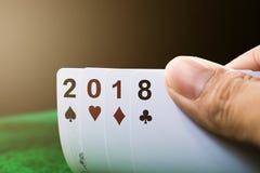 Spela kort för lyckligt nytt år 2018 Arkivfoton Spela kort för lyckligt nytt år 2018 Arkivfoton