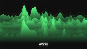 Spettro del wavefrom di eco di vettore 3d audio La musica astratta ondeggia il grafico di oscillazione Visualizzazione futuristic illustrazione vettoriale Spettro del wavefrom di eco di vettore 3d audio La musica astratta ondeggia il grafico di oscillazione Visualizzazione futuristic illustrazione vettoriale