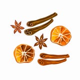 Spezie per vin brulé ed il pan di zenzero isolati royalty illustrazione gratis Spezie per vin brulé ed il pan di zenzero isolati royalty illustrazione gratis