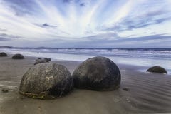 Spheric Moeraki Boulders on the Eastern coast of New Zealand stock photos Spheric Moeraki Boulders on the Eastern coast of New Zealand stock photos