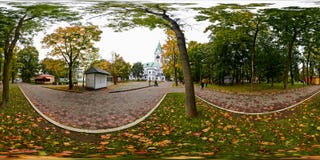 Spherical panorama of the Central park in Kaliningrad (Konigsberg)