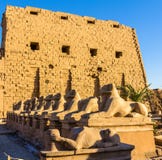Sphinx à l'entrée du temple de Karnak - Louxor photos stock Sphinx à l'entrée du temple de Karnak - Louxor photos stock