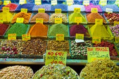 Spice And Tea Shop In Egyptian Spice Bazaar Stock Photography