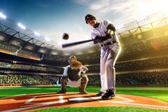 Spieler des professionellen Baseballs auf großartiger Arena stockfotografie Spieler des professionellen Baseballs auf großartiger Arena stockfotografie