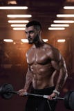 Spierbodybuilder die in gymnastiek uitwerken royalty-vrije stock afbeeldingen Spierbodybuilder die in gymnastiek uitwerken royalty-vrije stock afbeeldingen