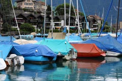 Spiez, de haven stock fotografie Spiez, de haven stock fotografie