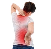 Spine osteoporosis. Scoliosis. Spinal cord problems on woman's b