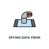 spionera data från smartphonesymbol, symbol av det mobila marknadsföra analyticshjälpmedlet, periskopklättringar från telefonskär vektor illustrationer spionera data från smartphonesymbol, symbol av det mobila marknadsföra analyticshjälpmedlet, periskopklättringar från telefonskär vektor illustrationer
