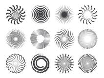 Spiral design. Circles swirls and stylized whirlpool abstract vector shapes isolated royalty free illustration Spiral design. Circles swirls and stylized whirlpool abstract vector shapes isolated royalty free illustration