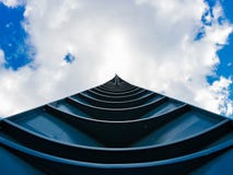 Spire pointing at partially cloudy sky. royalty free stock photos Spire pointing at partially cloudy sky. royalty free stock photos