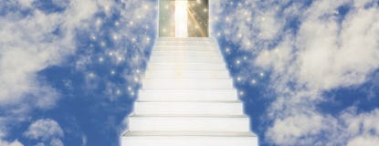 Spiritual Walk to Heaven With stairs leading straight into door stock photos Spiritual Walk to Heaven With stairs leading straight into door stock photos