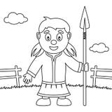 Spjut för kvinna för färgläggningtacksägelse infött royaltyfri illustrationer Spjut för kvinna för färgläggningtacksägelse infött royaltyfri illustrationer