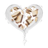 Splashes of milk in the shape of heart with broken waffles on white background stock photography Splashes of milk in the shape of heart with broken waffles on white background stock photography