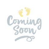 Spoedig komst? - vectorillustratie met babyvoetafdruk stock illustratie Spoedig komst? - vectorillustratie met babyvoetafdruk stock illustratie