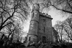 Spooky castle ruins Nicolae Romanescu park Craiova Romania