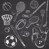 Sport balls Hand drawn sketch set with baseball, bowling, tennis football, golf balls and other sports items. Drawing doodles elem Royalty Free Stock Images Sport balls Hand drawn sketch set with baseball, bowling, tennis football, golf balls and other sports items. Drawing doodles elem Royalty Free Stock Images