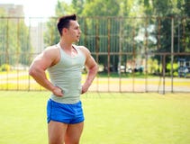 Sport, fitness, workout concept - sportsman posing stock photo Sport, fitness, workout concept - sportsman posing stock photo