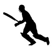 Sport Silhouette - Cricket Batsman Running Royalty Free Stock Images