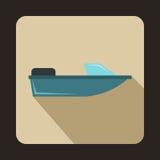 Sportpowerboatsymbol, lägenhetstil stock illustrationer Sportpowerboatsymbol, lägenhetstil stock illustrationer