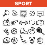 Sportspiel-Ausr?stungs-linearer Vektor-Ikonen-Satz stock abbildung Sportspiel-Ausr?stungs-linearer Vektor-Ikonen-Satz stock abbildung