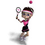 Sporty Toon Girl In Pink Clothes Plays Tennis Royalty Free Stock Photos Sporty Toon Girl In Pink Clothes Plays Tennis Royalty Free Stock Photos