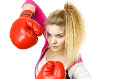 Woman wearing boxing gloves Stock Photos Woman wearing boxing gloves Stock Photos