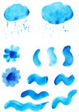 Spot of painted watercolor color in blue on a white background, hand drawing. Blue spot with watercolor with blue spots vector illustration Spot of painted watercolor color in blue on a white background, hand drawing. Blue spot with watercolor with blue spots vector illustration